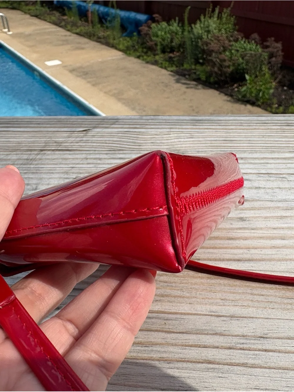 Beijo Shiny Red Patent Wristlet, Crossbody, Shoulder Purse Mini